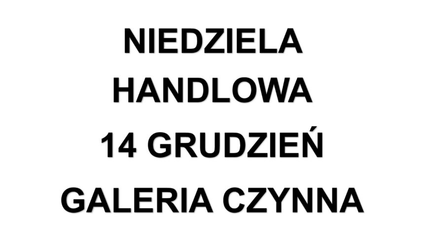 Niedziela handlowa 14 grudnia – zapraszamy na przedświąteczne zakupy!